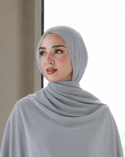 Premium Chiffon Shawl - Blue Grey
