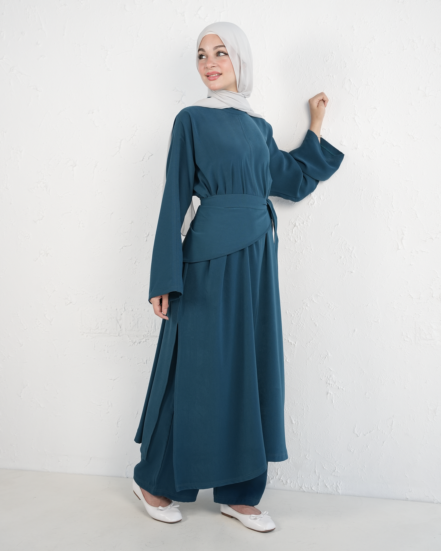 Elegant Two-Piece Tunic &amp; Wide-Leg Trousers Set