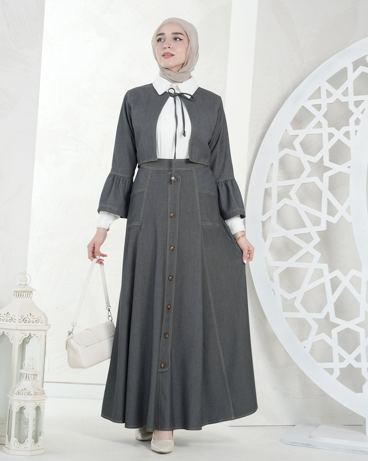 Modern Two-Piece with Buttoned Skirt