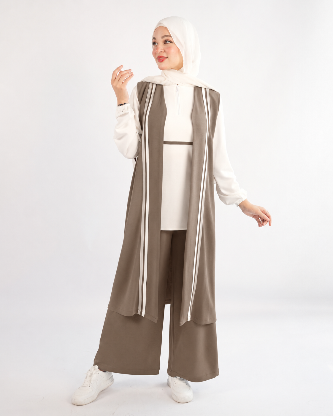 Three-Piece Lounge Set with Longline Vest