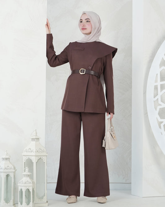 Asymmetric Cape Top & Wide-Leg Set