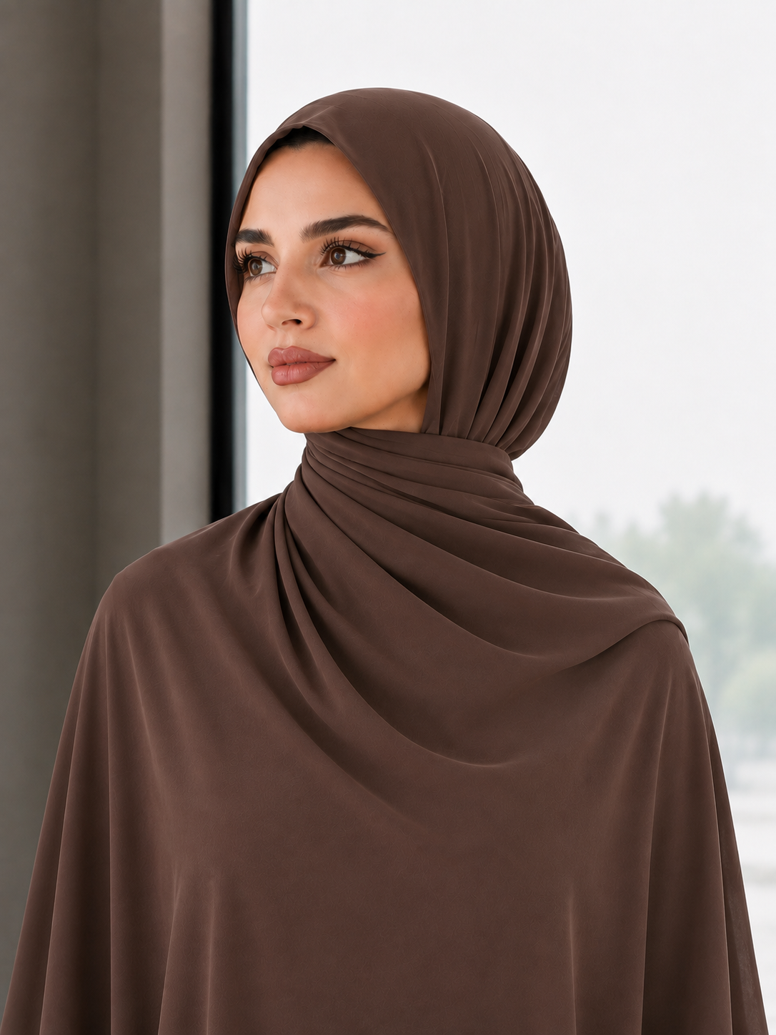 Premium Chiffon Shawl - Brown