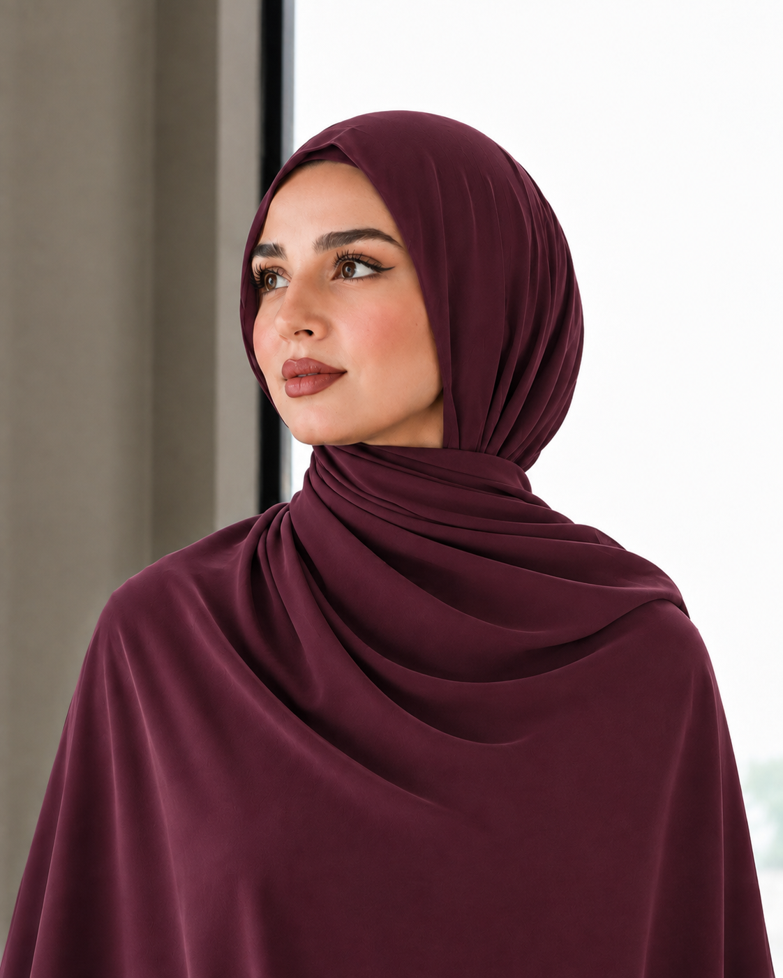 Premium Chiffon Shawl - Burgundy Plum