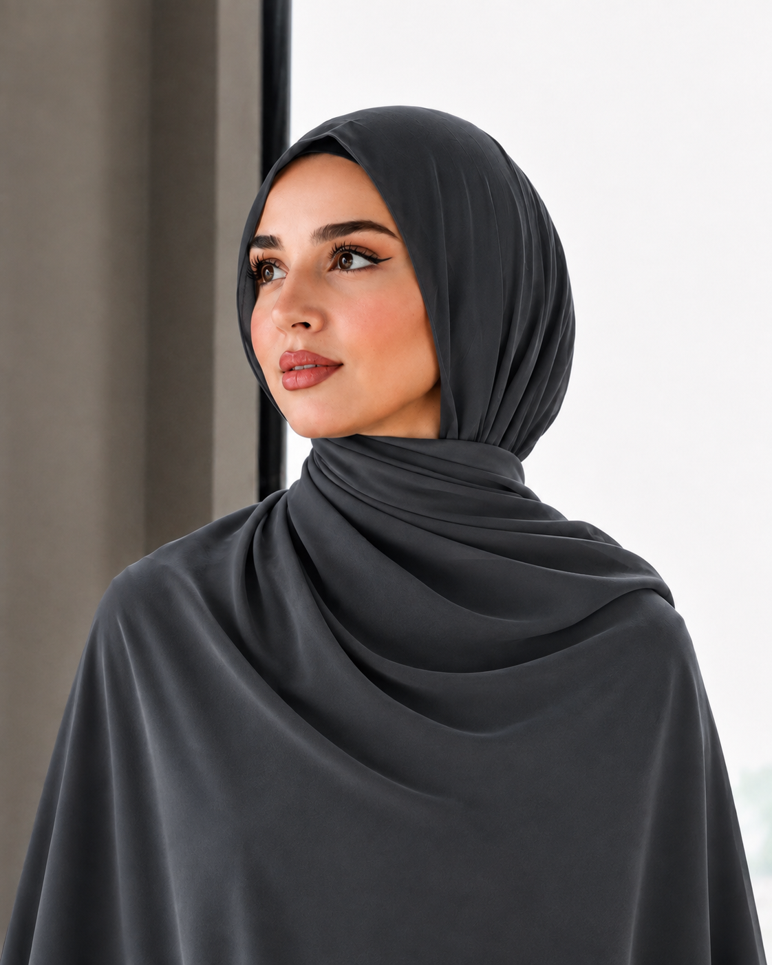 Premium Chiffon Shawl - Charcoal Grey