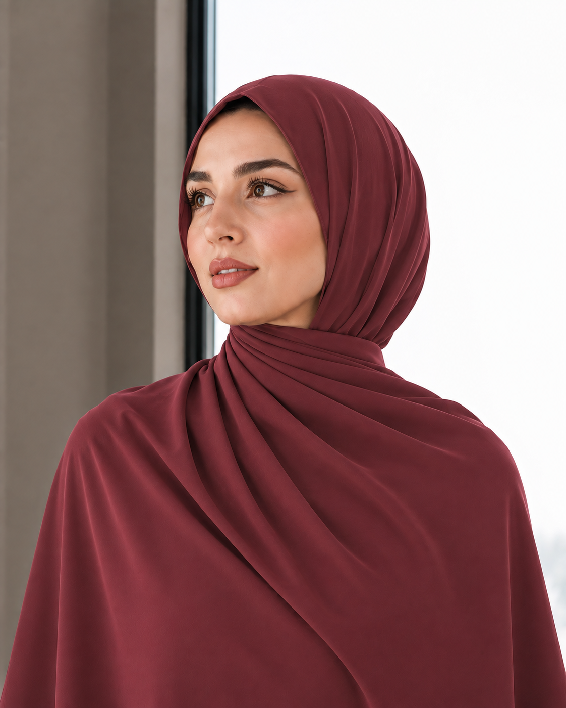 Premium Chiffon Shawl - Dusty Burgundy