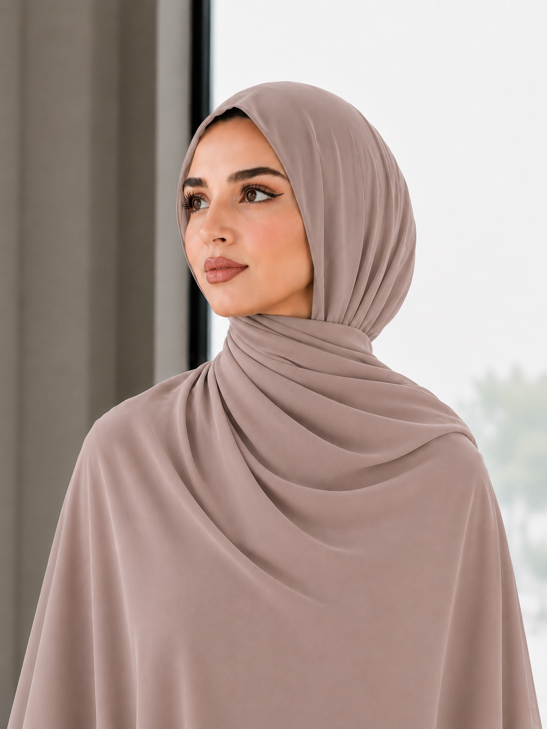 Premium Chiffon Shawl - Dusty Rose Beige