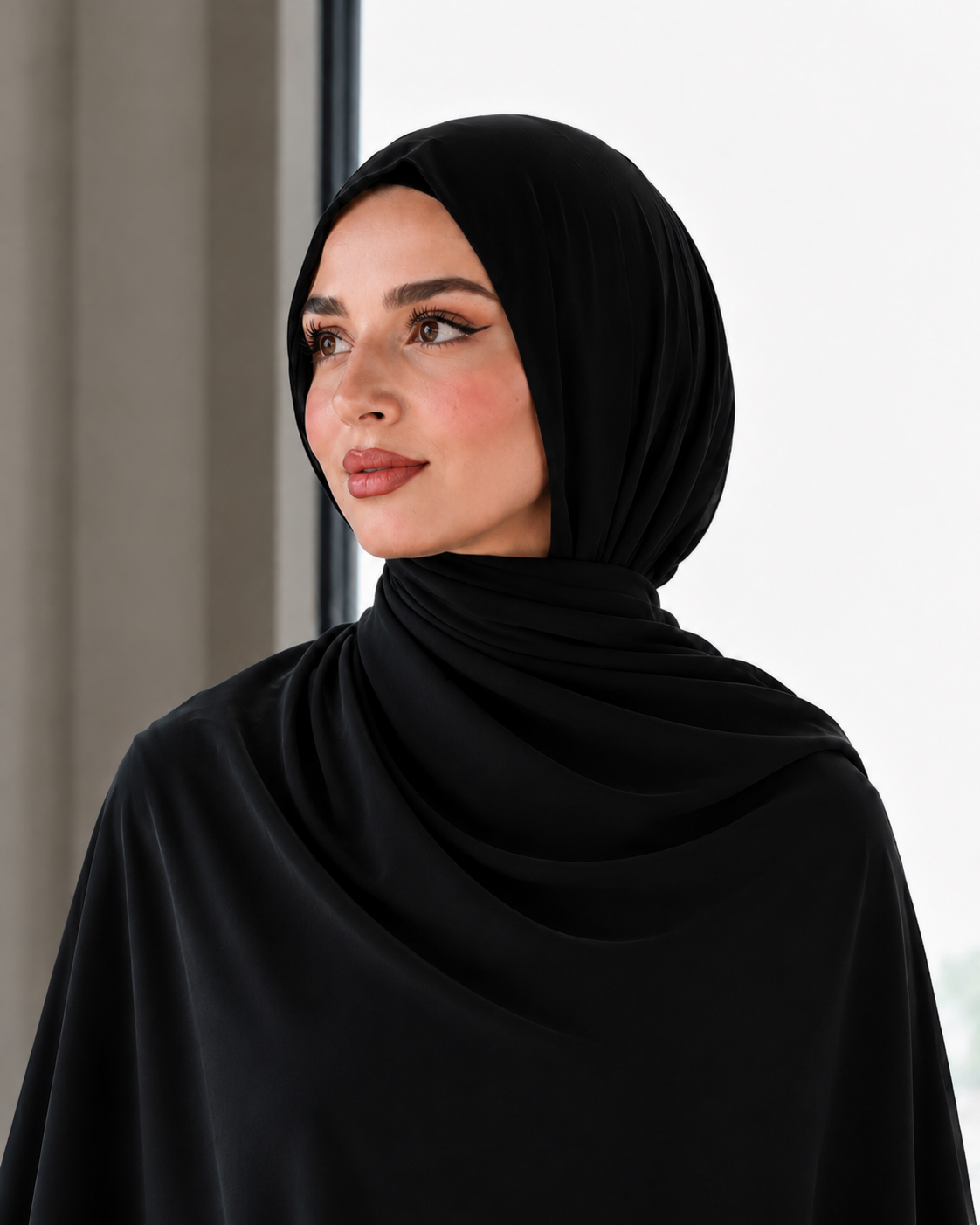 Premium Chiffon Shawl - Jet Black
