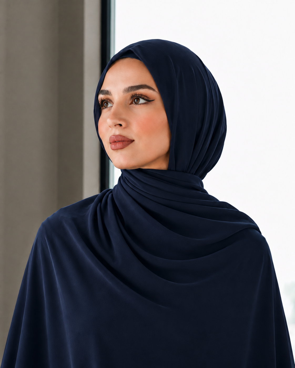 Premium Chiffon Shawl - Midnight Navy