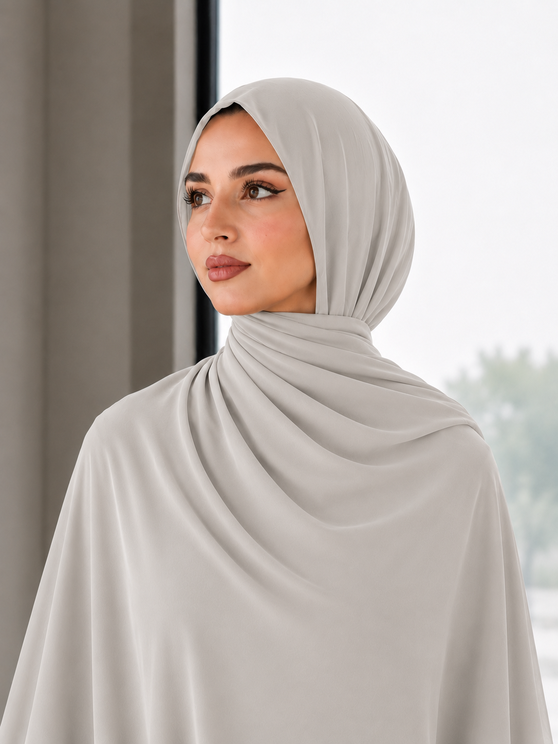 Premium Chiffon Shawl - Warm Light Grey
