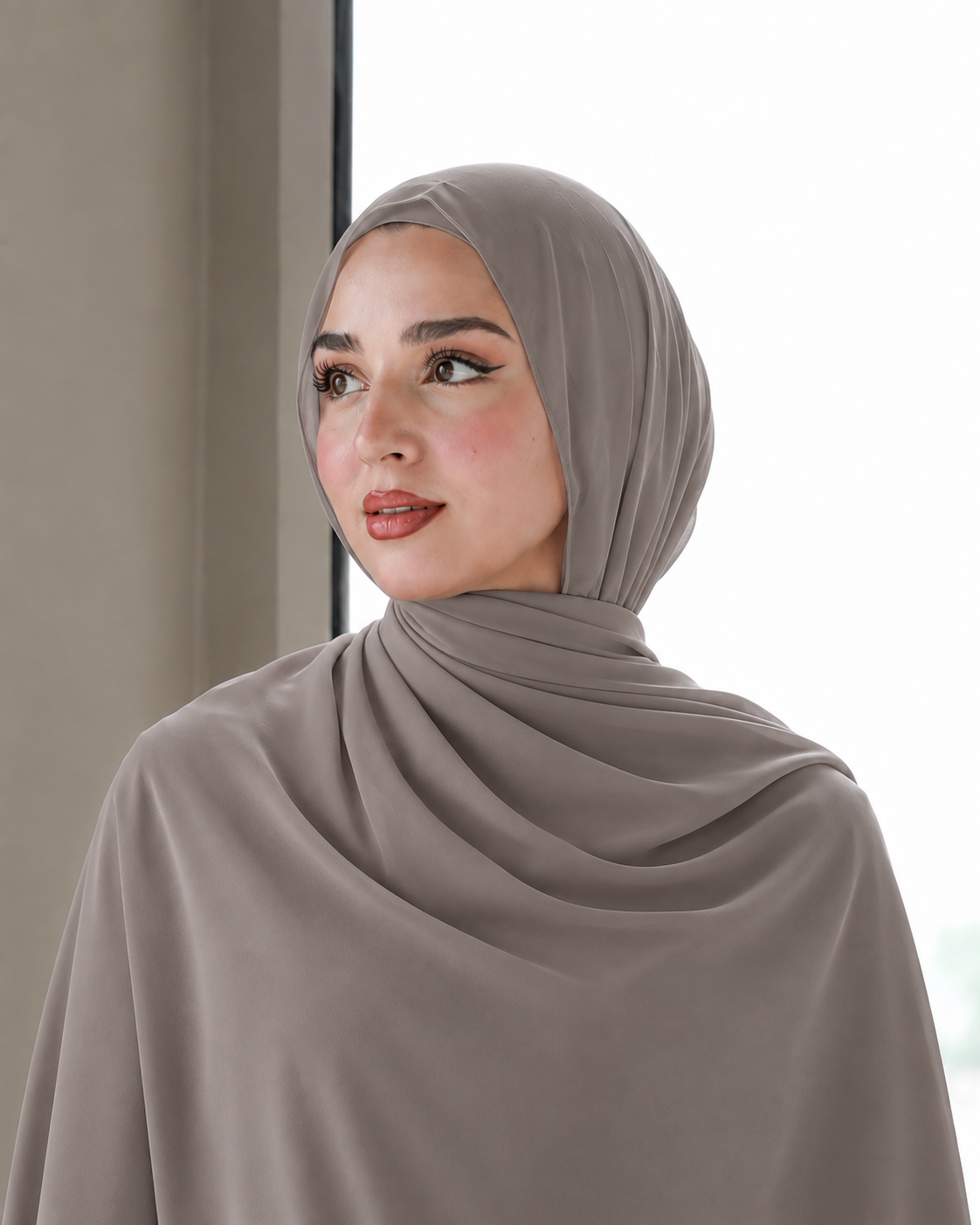 Premium Chiffon Shawl - Warm Taupe